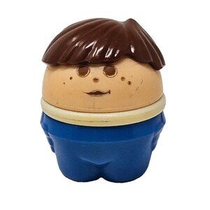 Vintage Little Tikes Toddle Tots Toy People Figures Brown Hair Blue Body Boy